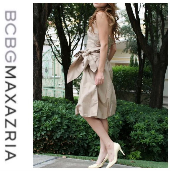 💕SALE💕BCBGMaxAzria Silk Taffeta Strapless Dress - Picture 2 of 11